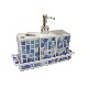 JUEGO BAÑO 4 PIEZAS ALAS MOSAICO AZUL