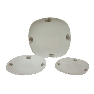 VAJILLA 18 PIEZAS MANZANA GRIS