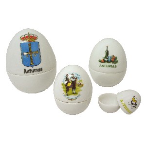 JUEGO 4 BOTES HUEVO SOUSVENIR ASTURIA
