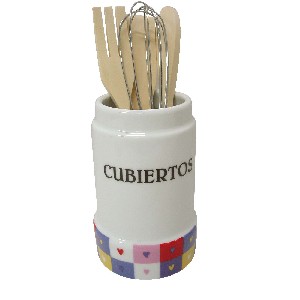CUBERTERO CON CUBIERTOS CORAZON COLORES