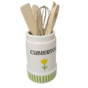 CUBERTERO CUBIERTOS RAYAS TULIPAN VERDE