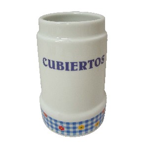 CUBERTERO SIN CUBIERTOS FLOR VICHY AAZUL