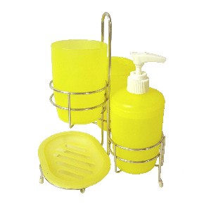 JUEGO BAÑO SOPORTE 4 PIEZAS AMARILLO