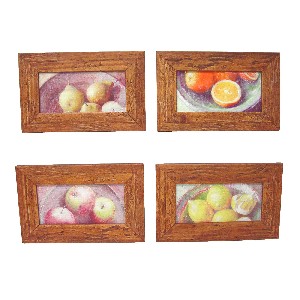 CUADRO PEQUEÑO DOBLE NOGAL FRUTAS SURTIDO