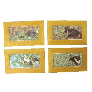 CUADRO DOBLE PEQUEÑO AMARILLO GATOS SURTIDO