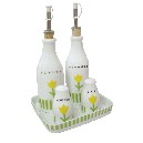 JUEGO VINAGRERAS RAYAS TULIPAN VERDE