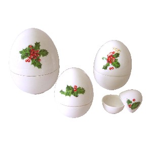 JUEGO 4 BOTES HUEVOS PORCELANA ACEBO