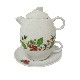 TAZA PLATO TETERA 180ML ACEBO BLANCO