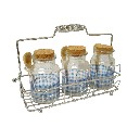 SOPORTE 3 BOTES CROMADO VICHY AZUL