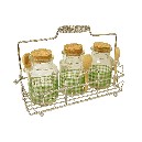 SOPORTE 3 BOTES CROMADO VICHY VERDE