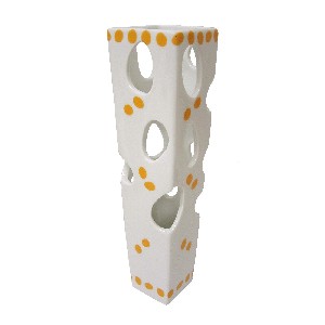 FLORERO CUADRADO MEDIANO TOPOS NARANJA