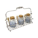 SOPORTE CROMADO 3 BOTES VICHY AZUL