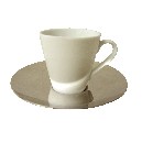 TAZA Y PLATO ACERO 70ML PORCELANA BLANCO