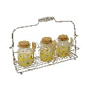 SOPORTE CROMADO 3 BOTES FLOR VICHY AMARILLO