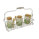 SOPORTE CROMADO 3 BOTE FLOR VICHY VERDE