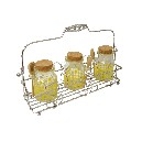 SOPORTE CROMADO 3 BOTES VICHY AMARILLO