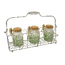 SOPORTE CROMADO 3 BOTES VICHY VERDE