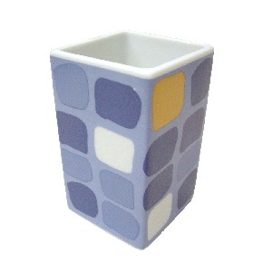 VASO BAÑO MING CUADROS AZUL