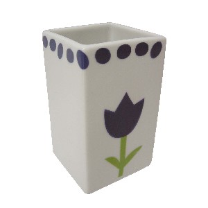 VASO BAÑO MING TULIPAN AZUL TOPOS AZUL