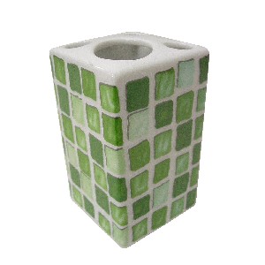 VASO CEPILLOS MING MOSAICO VERDE