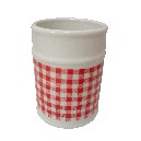 VASO BAÑO REDONDO VICHY ROJO