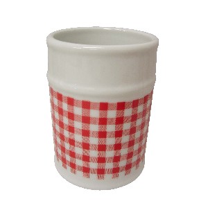 VASO BAÑO REDONDO VICHY ROJO