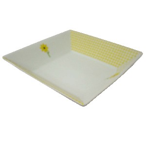 PLATO HONDO CUADR VICHY MARGARITA AMARILLO