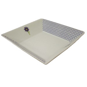 PLATO HONDO CUADR VICHY MARGARITA AZUL