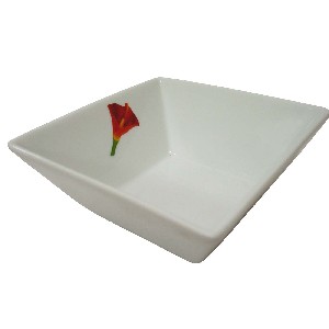 BOWL CUADRADO PORCELANA CALA ROJA
