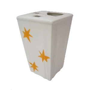 VASO CEPILLOS PLIEGUE ESTRELLAS NARANJA
