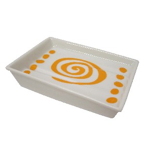 JABONERA PLIEGUE ESPIRAL TOPOS NARANJA