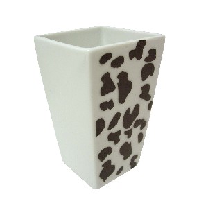 VASO BAÑO OCTOGONAL MANCHAS VACA NEGRO