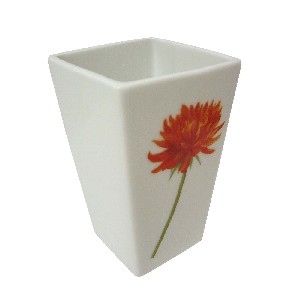 VASO BAÑO OCTOGONAL DALIA ROJA