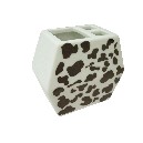 VASO CEPILLOS OCTOGONAL MANCHAS VACA NEGRO