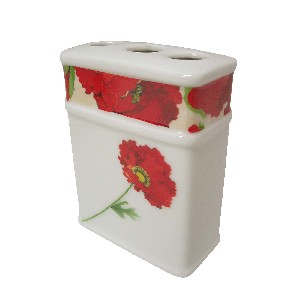 VASO CEPILLOS PLANO BORDE AMAPOLA ROJA