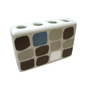 VASO CEPILLO RECTANGULAR CUADROS GRIS