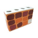 VASO CEPILLO RECTANGULAR CUADROS NARANJA