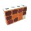 VASO CEPILLOS RECTANGULAR CUADROS NARANJA