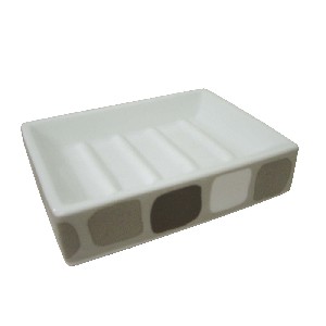 JABONERA RECTANGULAR CUADROS GRIS
