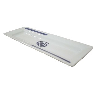 BANDEJA ALARGADA RAYAS ESPIRAL AZUL