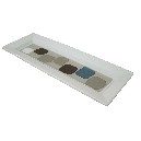 BANDEJA ALARGADA BORDE CUADROS GRIS