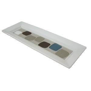 BANDEJA ALARGADA BORDE CUADROS GRIS