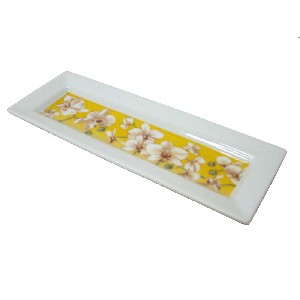 BANDEJA ALARGADA BORDE ORQUIDEA AMARILLO