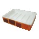 JABONERA RECTANGULAR CUADROS NARANJA