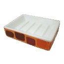 JABONERA RECTANGULAR CUADROS NARANJA