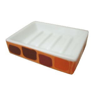 JABONERA RECTANGULAR CUADROS NARANJA