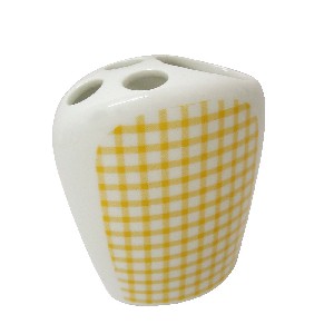 VASO CEPILLOS PLANO VICHY AMARILLO