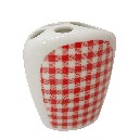 VASO CEPILLOS PLANO VICHY ROJO