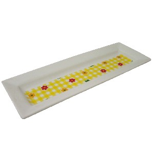 BANDEJA BAÑO ALARGADA FLOR VICHY AMARILLO