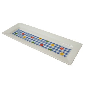 BANDEJA BAÑO ALARGADA FLOR VICHY AZUL
